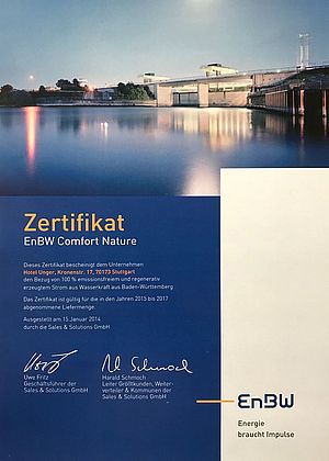 Certificate-ENBW-Hotel-Unger